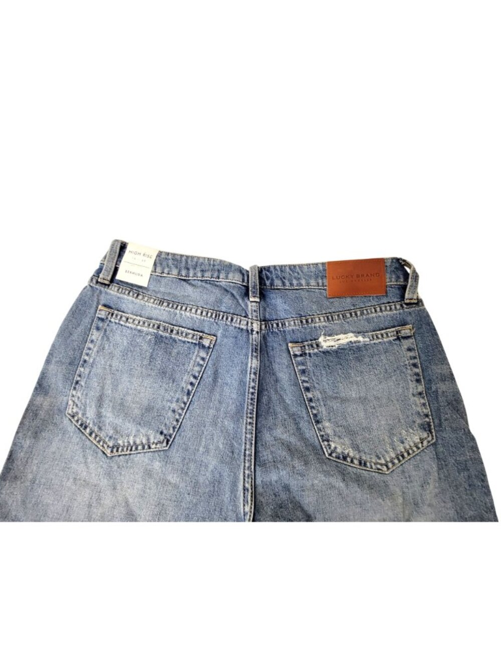 Lucky Brand High Rise Destroyed Denim Bermuda Shorts NWT - Picture 6 of 8